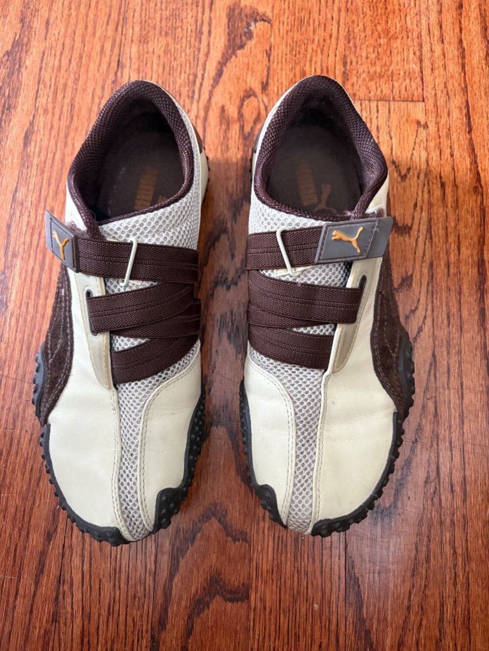 Y2K Vintage 2000s Puma Mostro Women's Sneakers Size 6.5 Cream Chocolate Brown